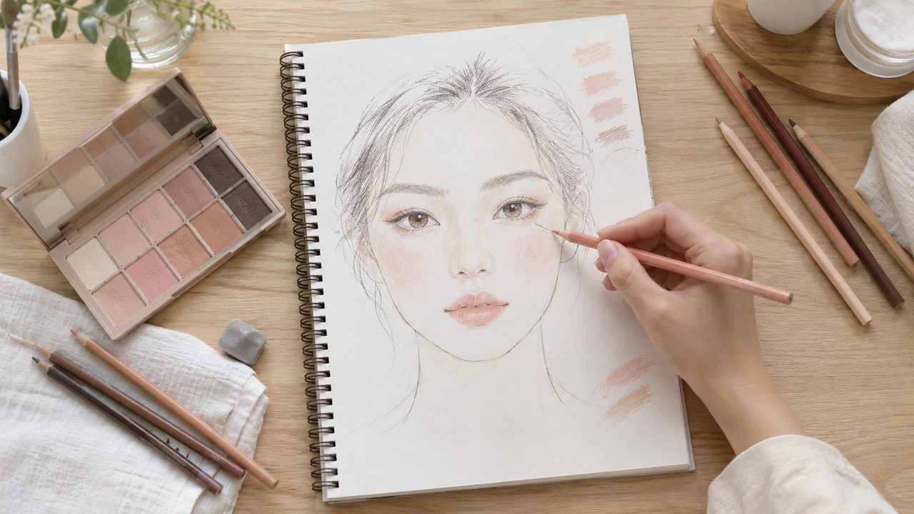 뷰티 일러스트 수업 장면 (시안용 이미지)