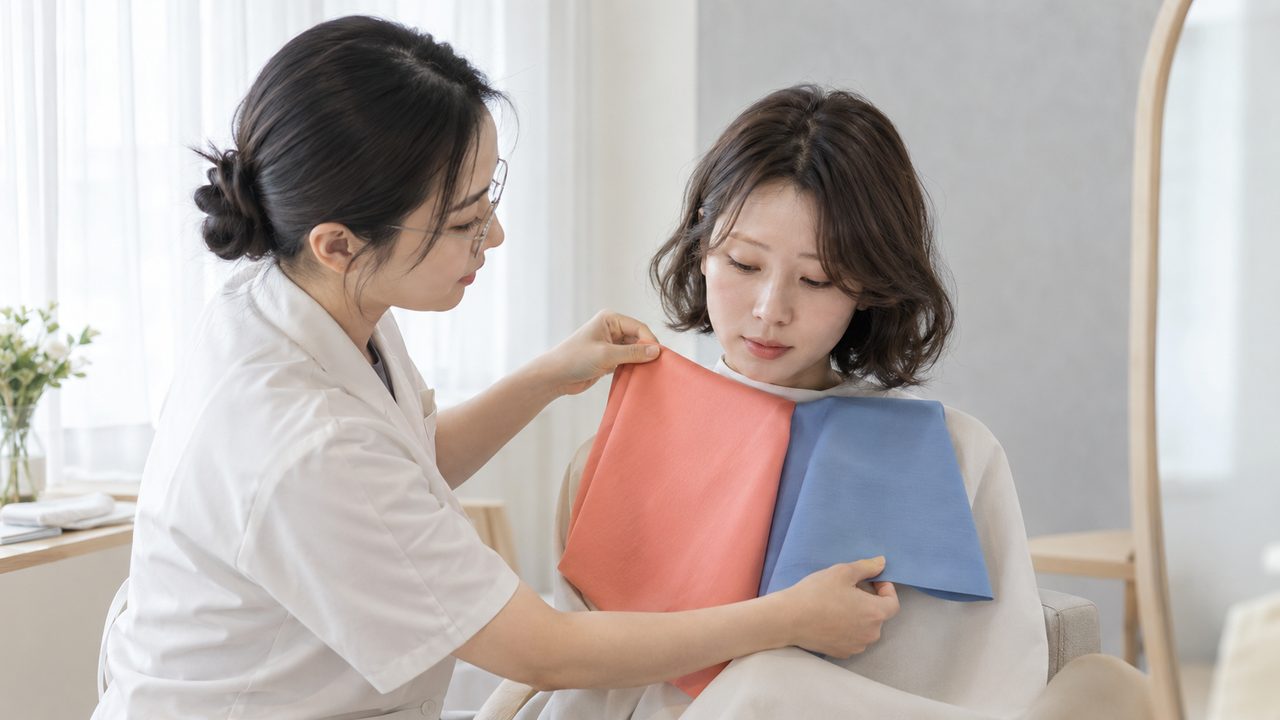 퍼스널 컬러 수업 장면 (시안용 이미지)